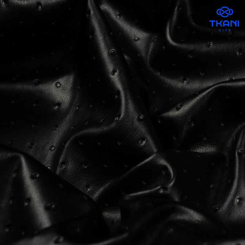 80595. Экокожа на тонком флисе. Тиснение. Черный.