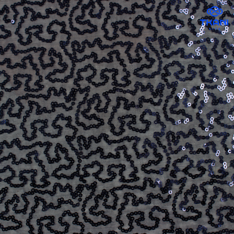 80231. Пайетки на сетке. Темно-синий.