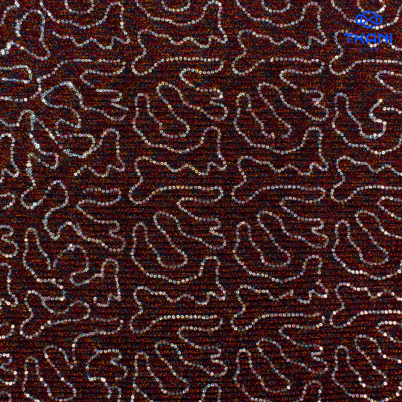 79801. Трикотажное полотно с метанитом. Гофре. Вышивка пайетками.