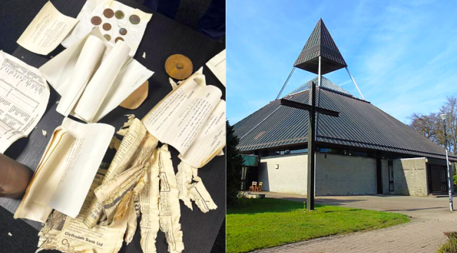 В пепелище сгоревшей церкви обнаружена забытая капсула времени