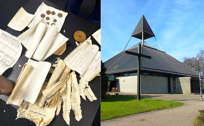 В пепелище сгоревшей церкви обнаружена забытая капсула времени