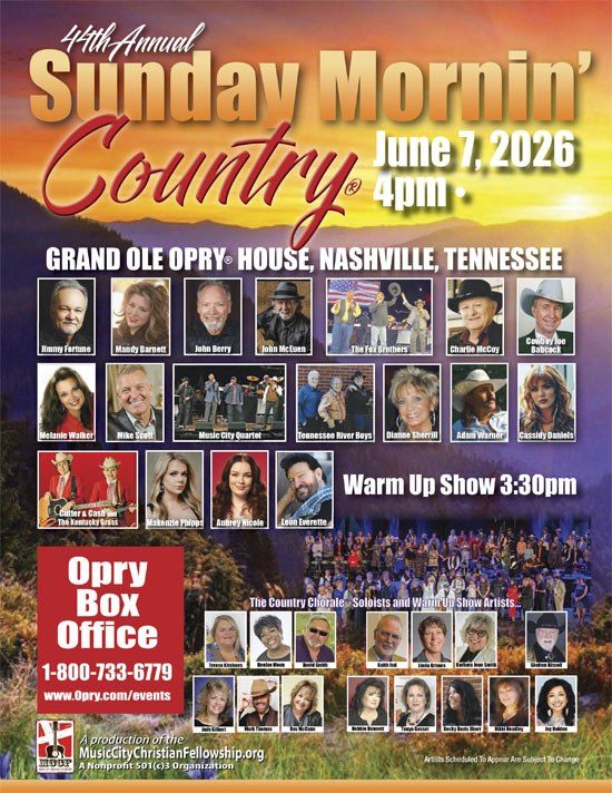 Воскресное утро в стиле кантри празднует веру и музыку с мощным составом артистов