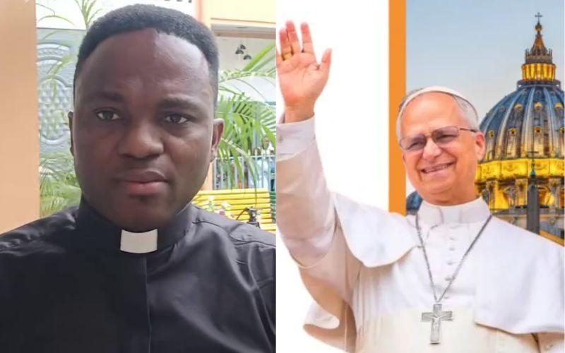 Священник дает практические указания для папской мессы в католическом архиепископстве Дуалы в Камеруне