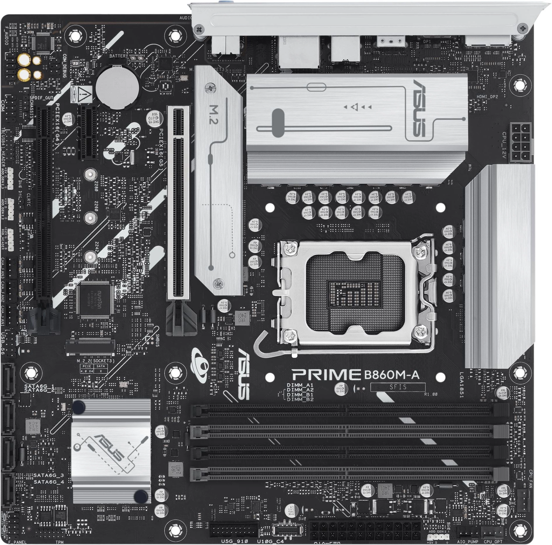 Материнская плата Asus PRIME B860M-A-CSM Soc-1851 Intel B860 4xDDR5 mATX AC`97 8ch(7.1) 2.5Gg RAID+HDMI+DP