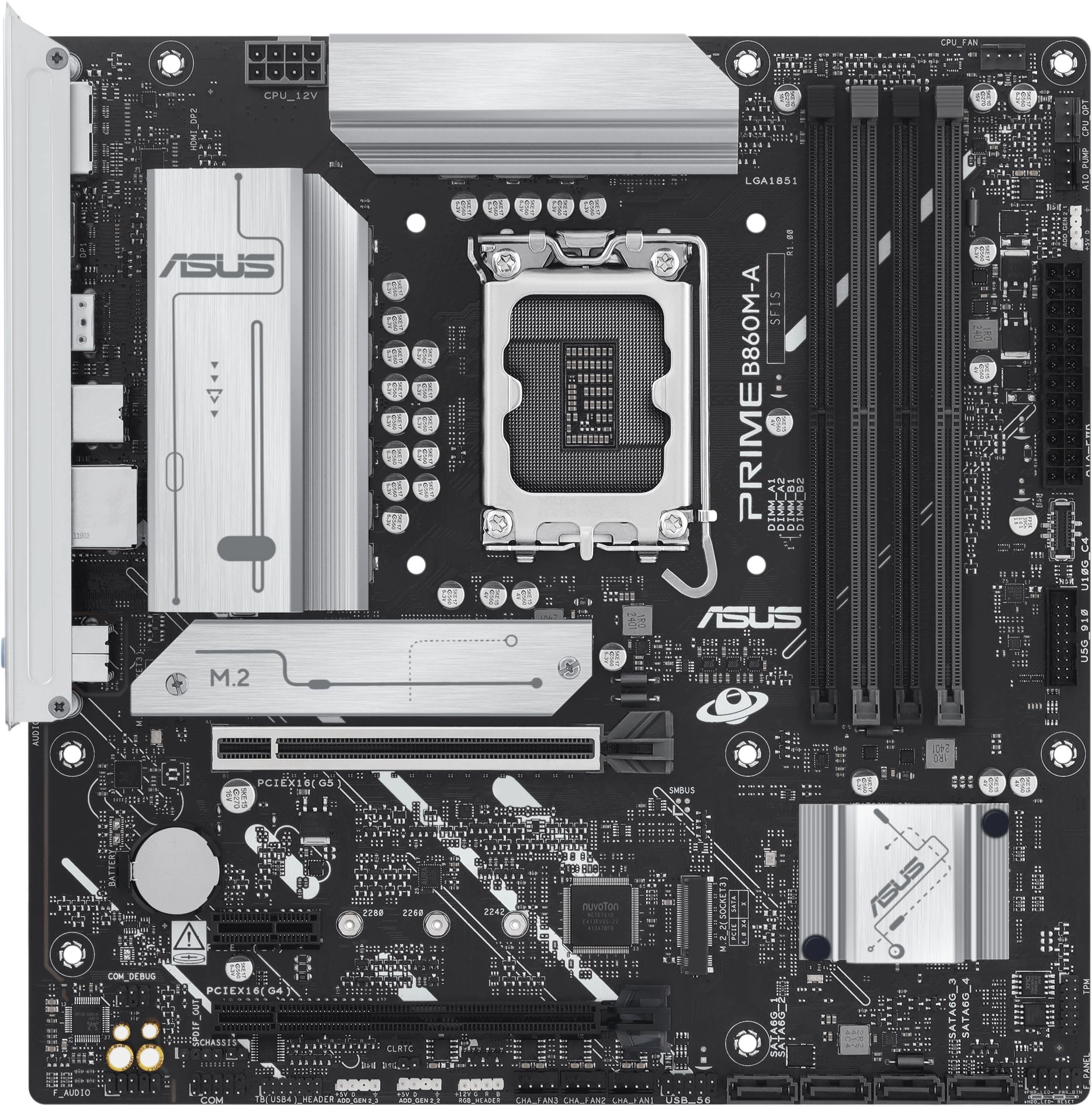 Материнская плата Asus PRIME B860M-A-CSM Soc-1851 Intel B860 4xDDR5 mATX AC`97 8ch(7.1) 2.5Gg RAID+HDMI+DP — изображение 2