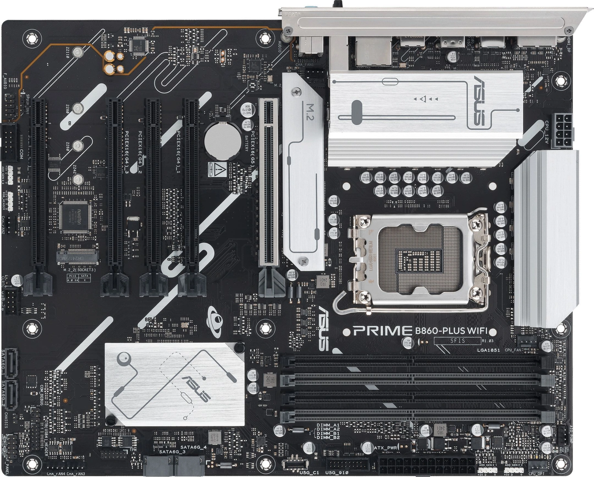 Материнская плата Asus PRIME B860-PLUS WIFI Soc-1851 Intel B860 4xDDR5 ATX AC`97 8ch(7.1) 2.5Gg RAID+HDMI+DP