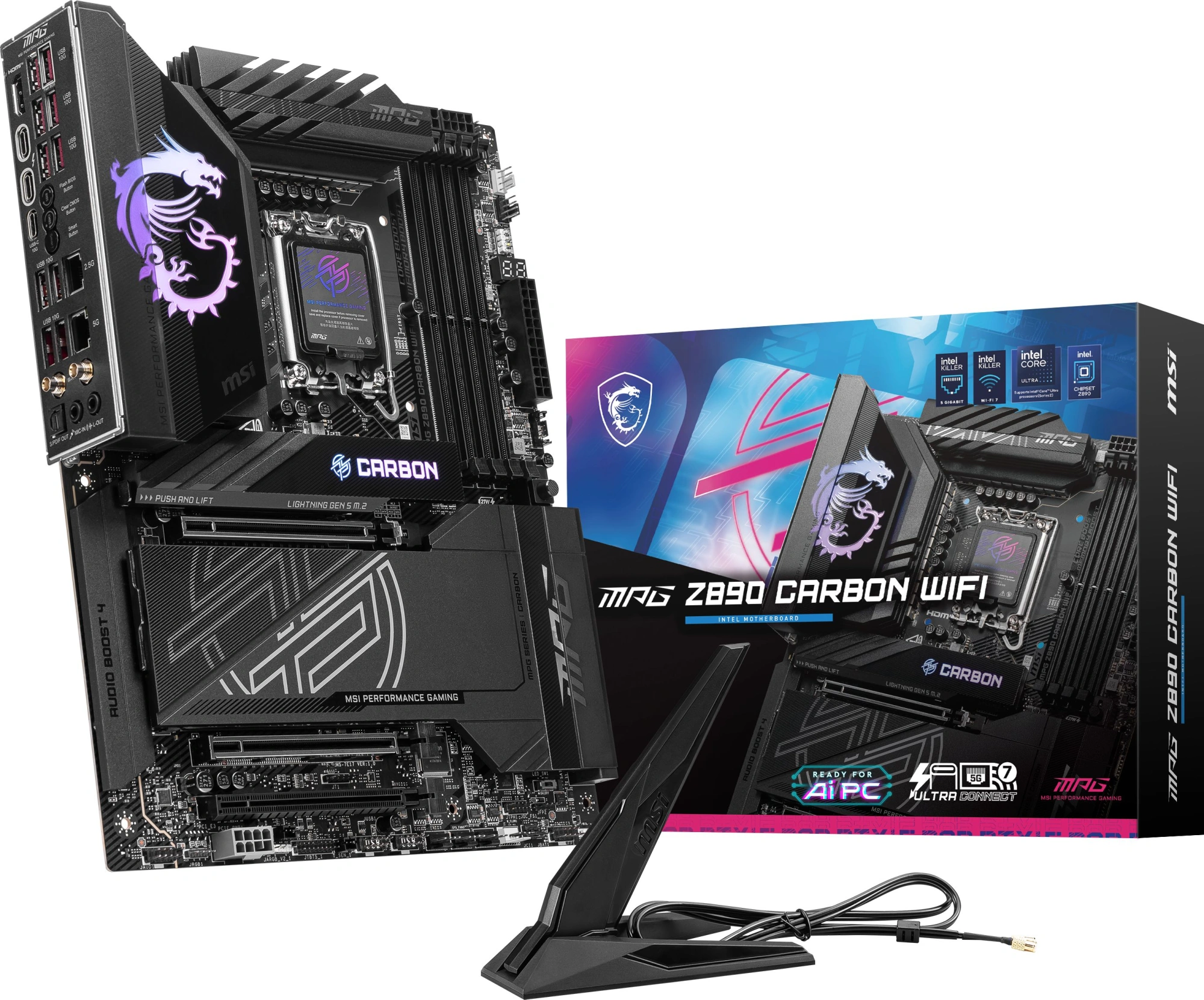 Материнская плата MSI MPG Z890 CARBON WIFI Soc-1851 Intel Z890 4xDDR5 ATX AC`97 8ch(7.1) 5Gigabit + 2.5Gigabit Ethernet RAID+HDMI — изображение 6