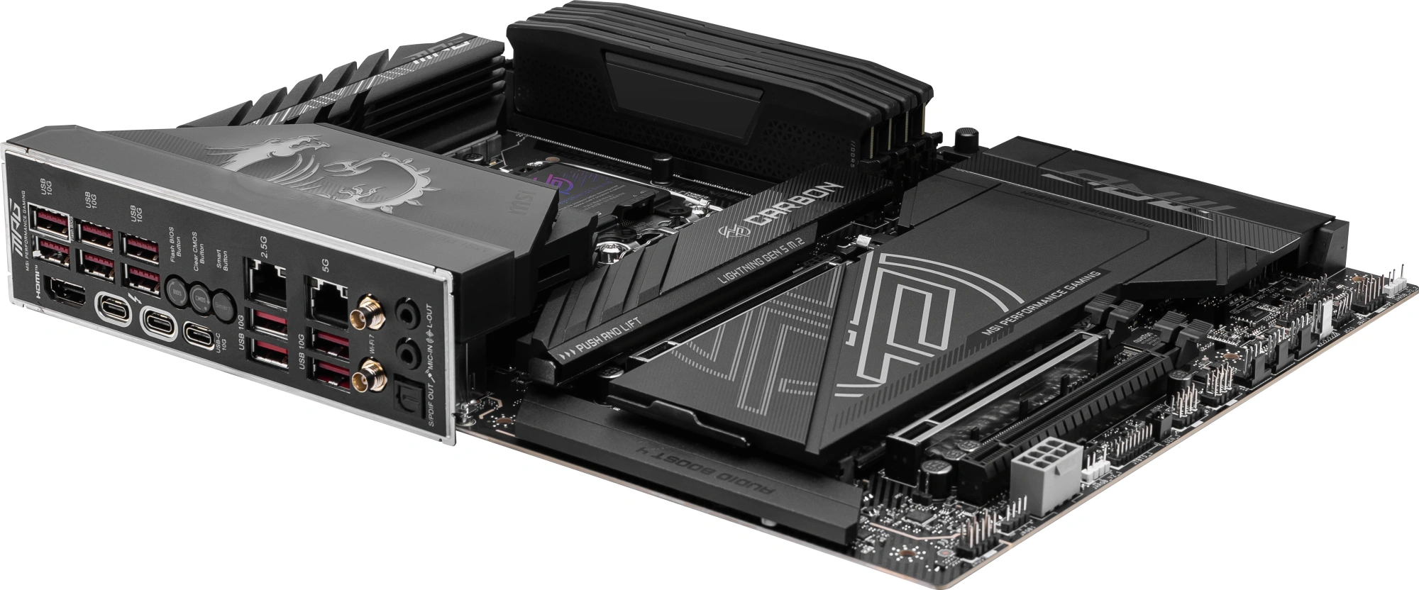 Материнская плата MSI MPG Z890 CARBON WIFI Soc-1851 Intel Z890 4xDDR5 ATX AC`97 8ch(7.1) 5Gigabit + 2.5Gigabit Ethernet RAID+HDMI — изображение 7