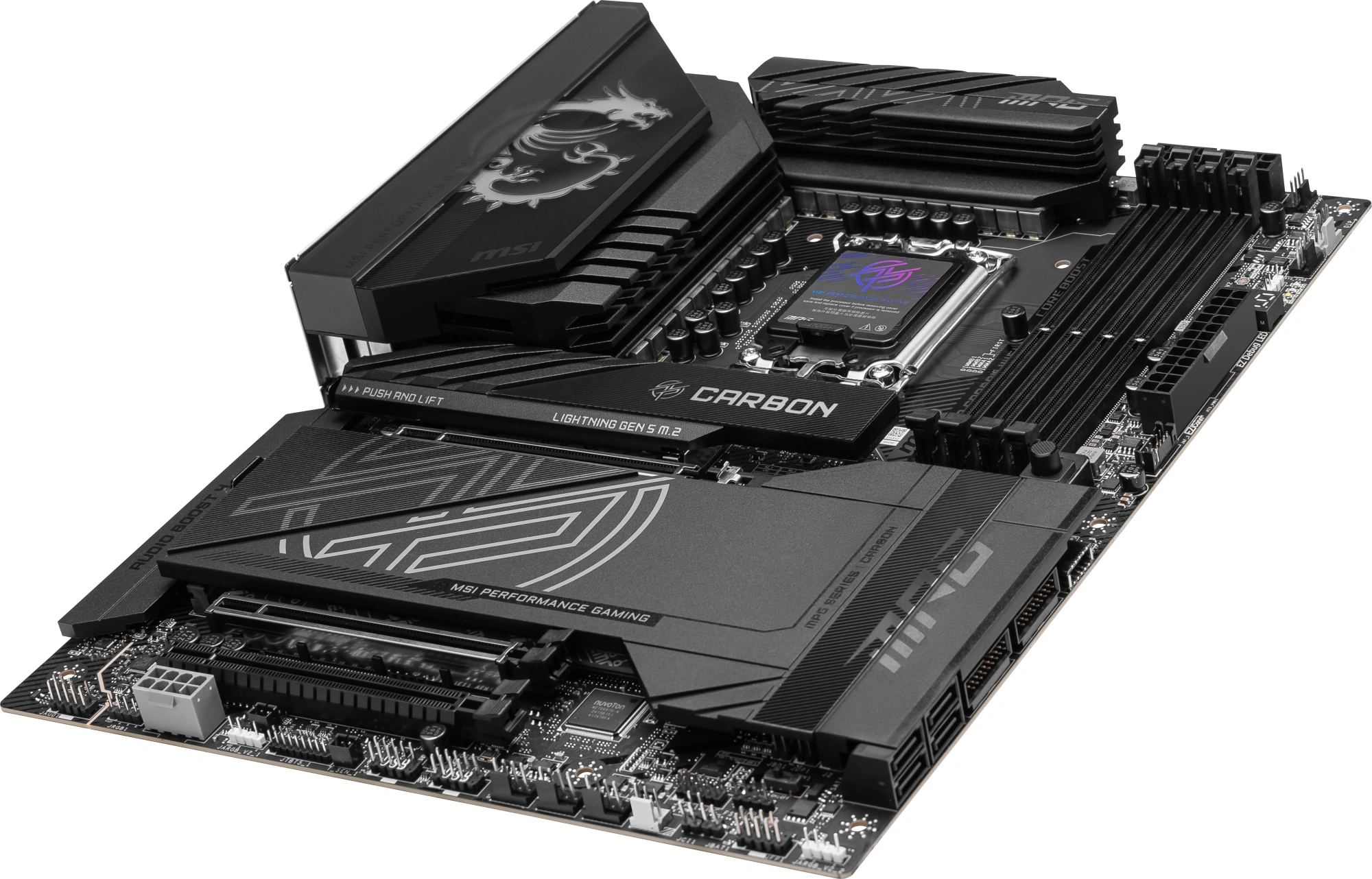 Материнская плата MSI MPG Z890 CARBON WIFI Soc-1851 Intel Z890 4xDDR5 ATX AC`97 8ch(7.1) 5Gigabit + 2.5Gigabit Ethernet RAID+HDMI — изображение 3