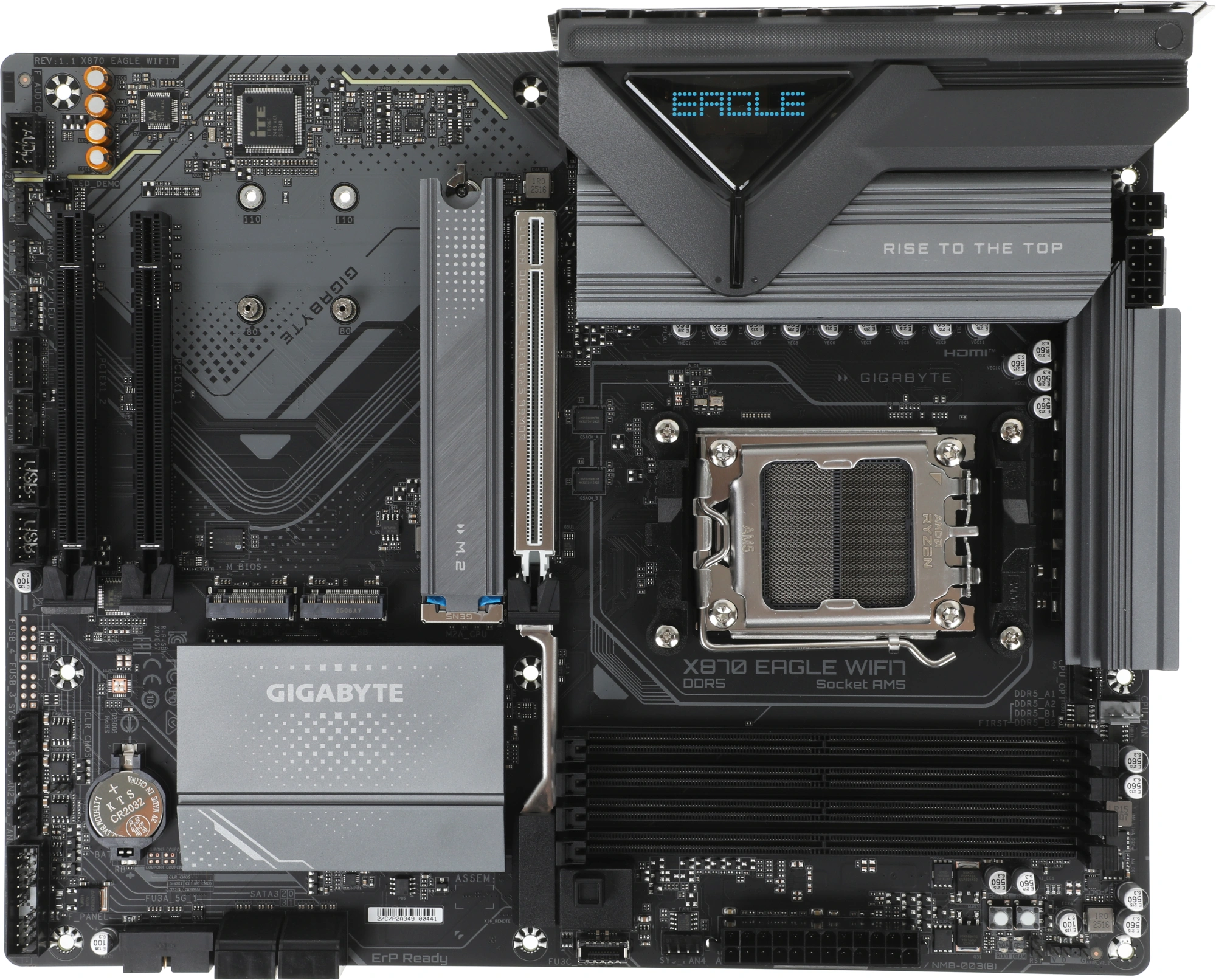 Материнская плата Gigabyte X870 EAGLE WIFI7 Socket AM5 AMD X870 4xDDR5 ATX AC`97 8ch(7.1) 2.5Gg RAID+HDMI — изображение 2
