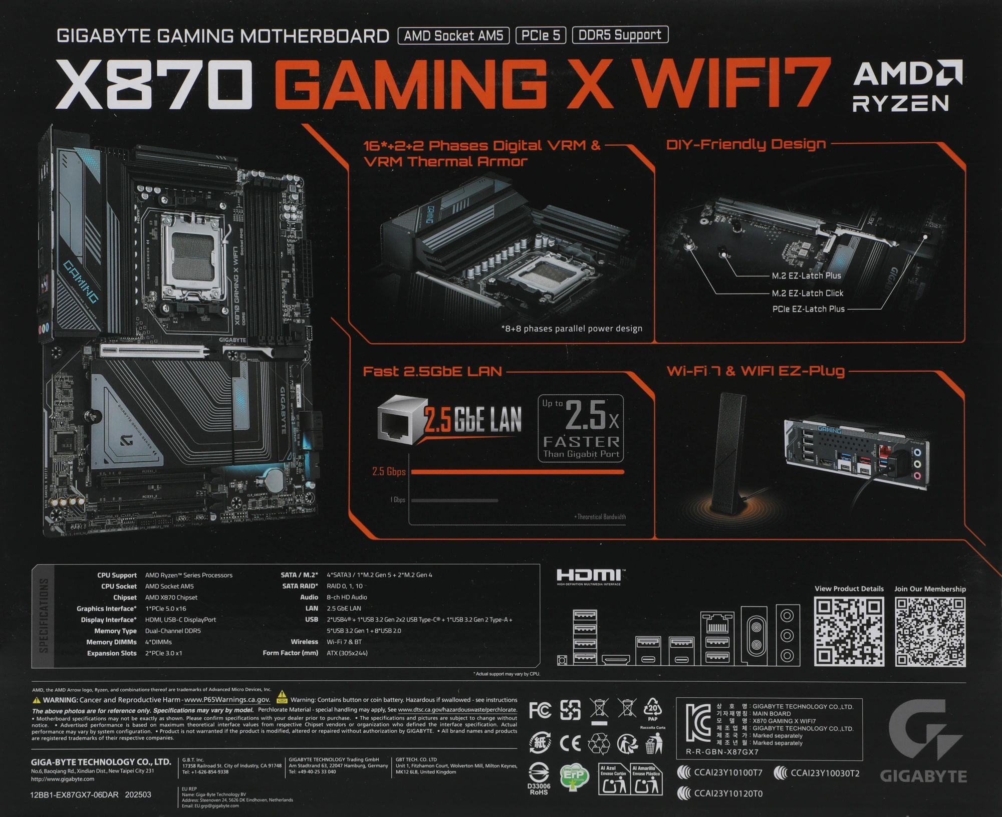 Материнская плата Gigabyte X870 GAMING X WIFI7 Socket AM5 AMD X870 4xDDR5 ATX AC`97 8ch(7.1) 2.5Gg RAID+HDMI — изображение 10