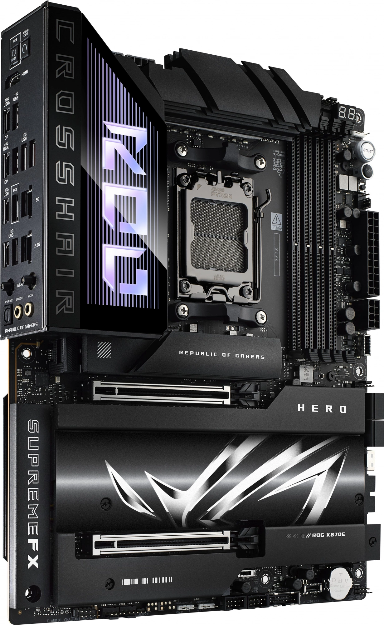 Материнская плата Asus ROG CROSSHAIR X870E HERO Socket AM5 AMD X870E 4xDDR5 ATX AC`97 8ch(7.1) 5Gigabit + 2.5Gigabit Ethernet RAID+HDMI — изображение 2
