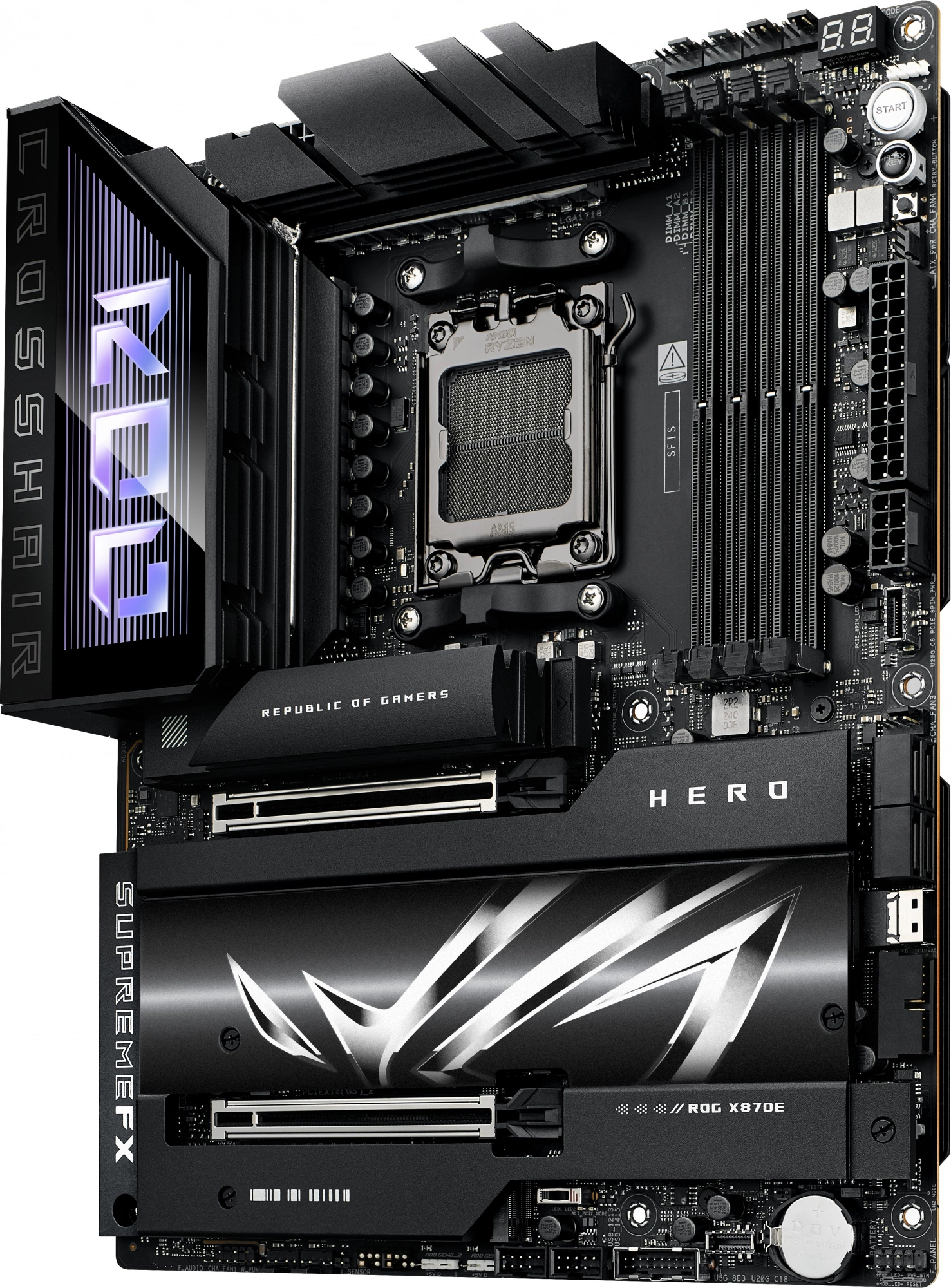 Материнская плата Asus ROG CROSSHAIR X870E HERO Socket AM5 AMD X870E 4xDDR5 ATX AC`97 8ch(7.1) 5Gigabit + 2.5Gigabit Ethernet RAID+HDMI — изображение 3