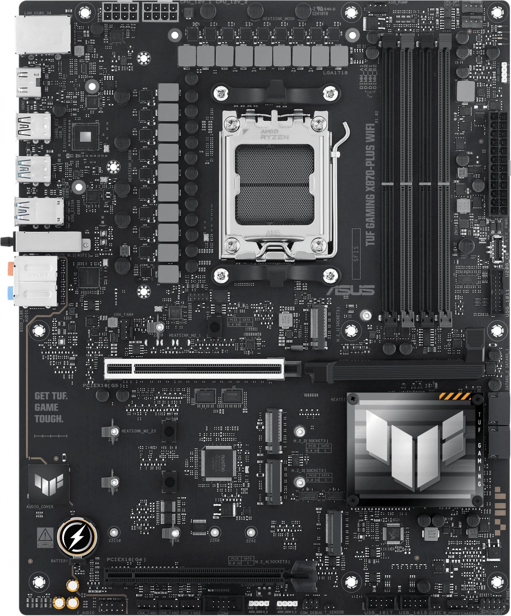 Материнская плата Asus TUF GAMING X870-PLUS WIFI Socket AM5 AMD X870 4xDDR5 ATX AC`97 8ch(7.1) 2.5Gg RAID+HDMI — изображение 2