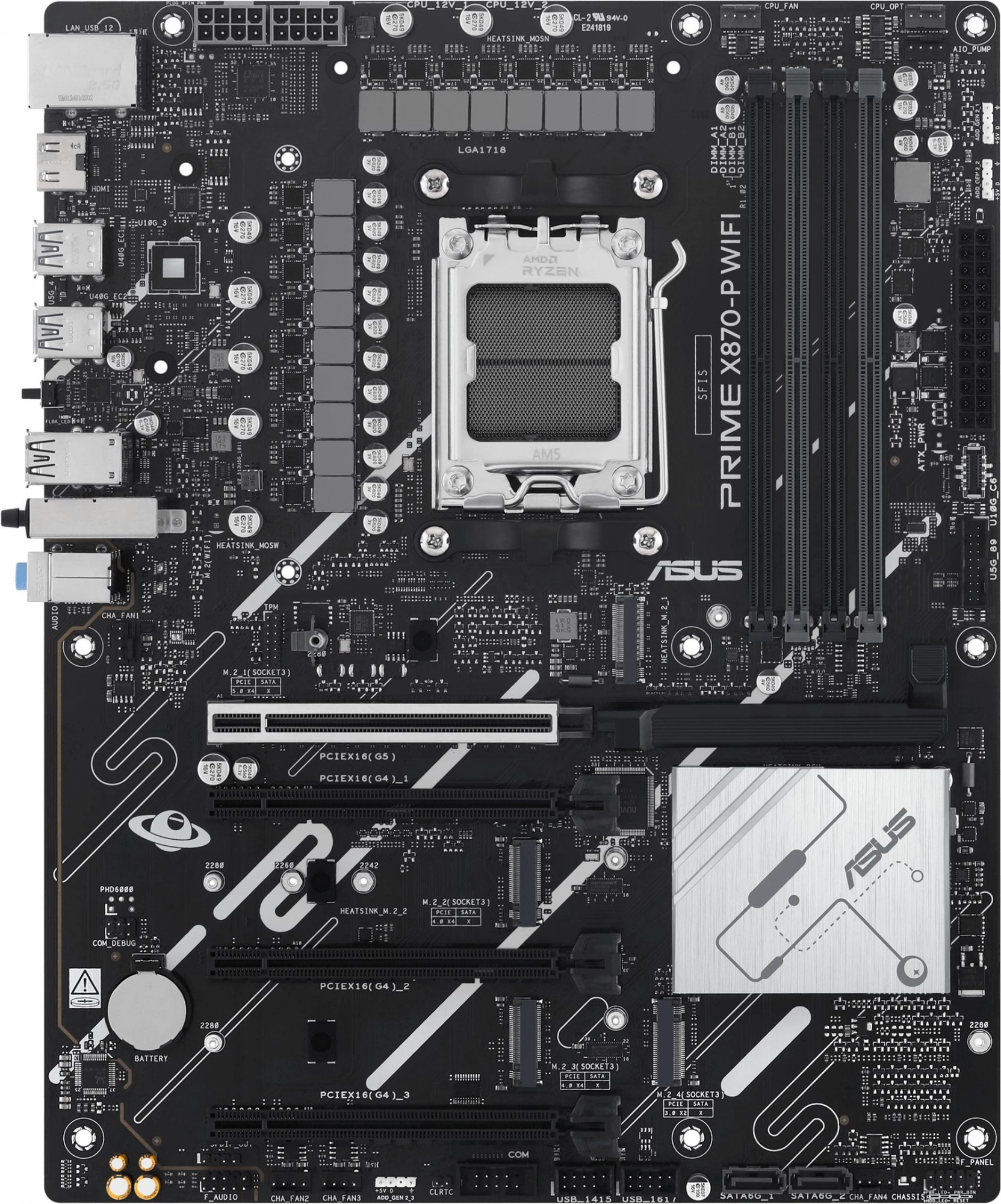 Материнская плата Asus PRIME X870-P WIFI Socket AM5 AMD X870 4xDDR5 ATX AC`97 8ch(7.1) 2.5Gg RAID+HDMI — изображение 2