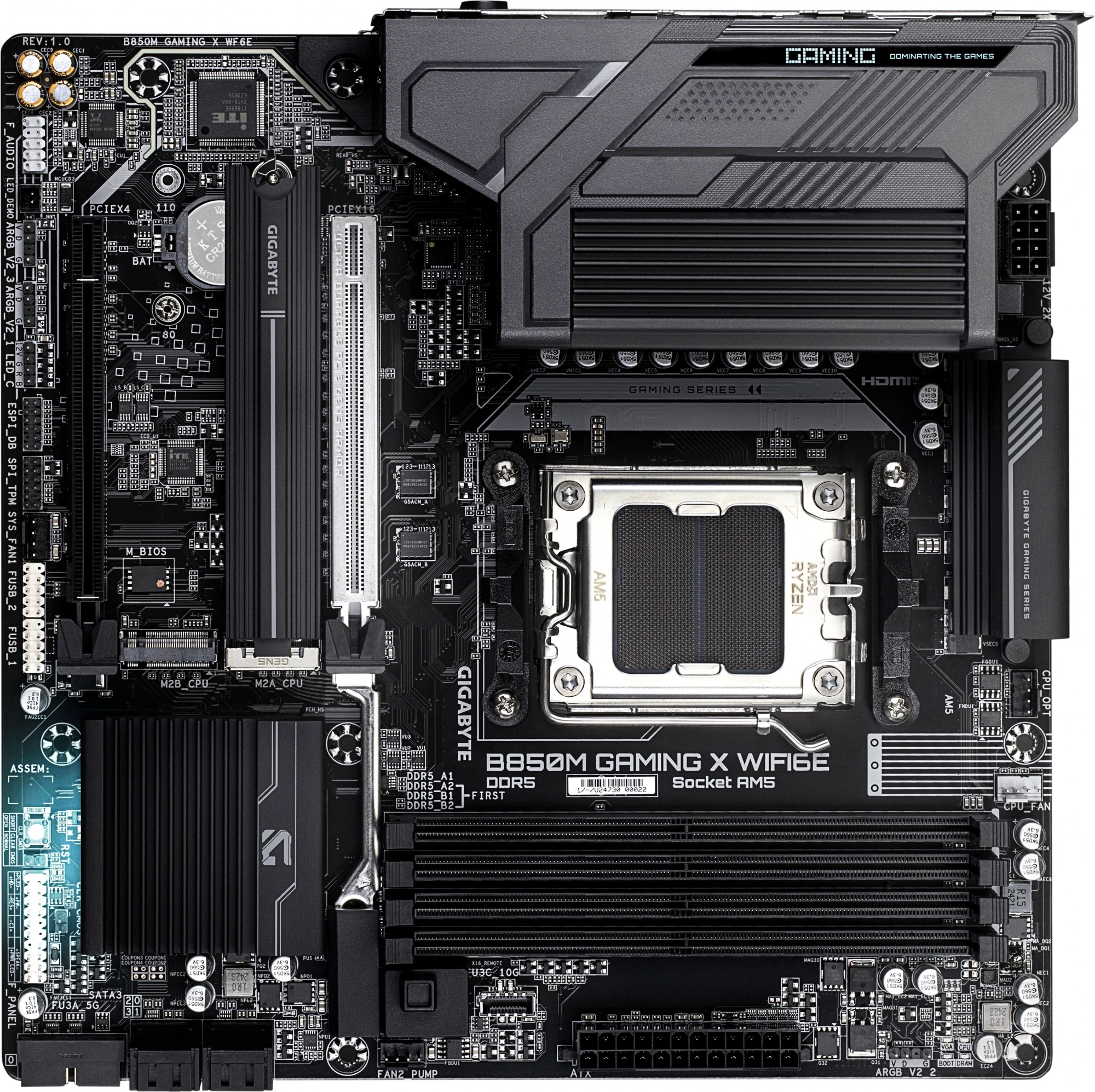 Материнская плата Gigabyte B850M GAMING X WIFI6E Socket AM5 AMD B850 4xDDR5 mATX AC`97 8ch(7.1) 2.5Gg RAID+HDMI+DP