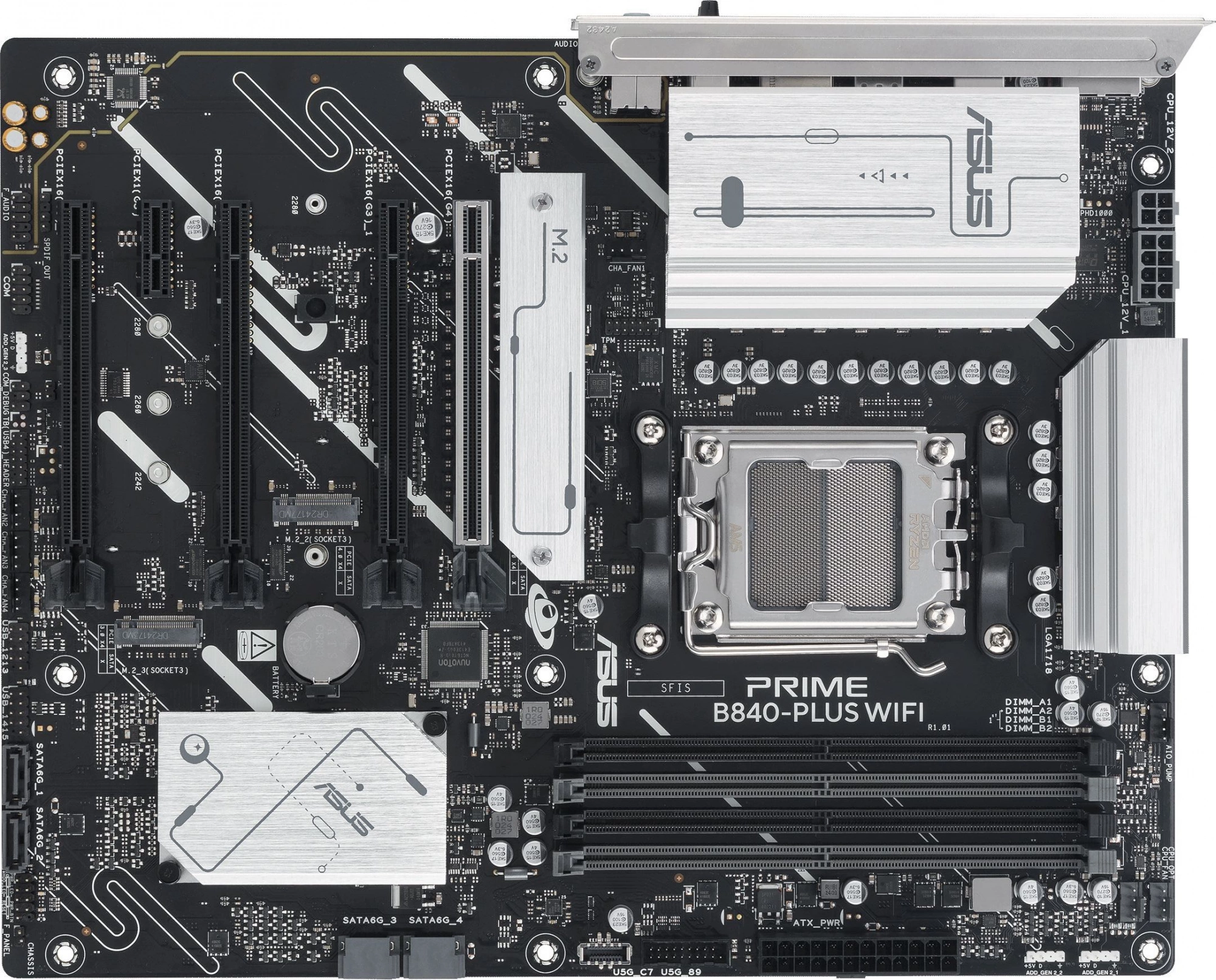 Материнская плата Asus PRIME B840-PLUS WIFI Socket AM5 AMD B840 4xDDR5 ATX AC`97 8ch(7.1) 2.5Gg RAID+HDMI+DP