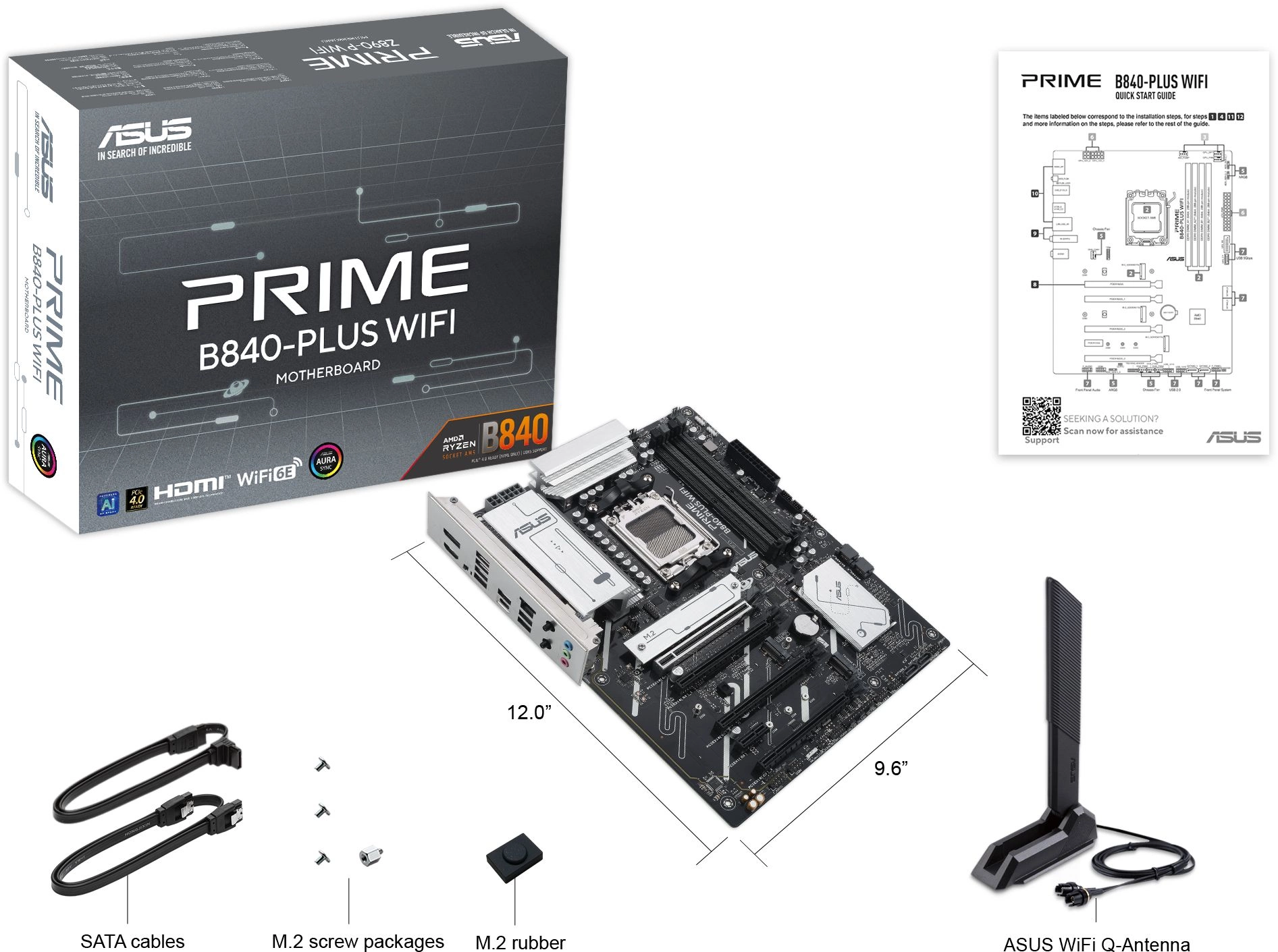 Материнская плата Asus PRIME B840-PLUS WIFI Socket AM5 AMD B840 4xDDR5 ATX AC`97 8ch(7.1) 2.5Gg RAID+HDMI+DP — изображение 4