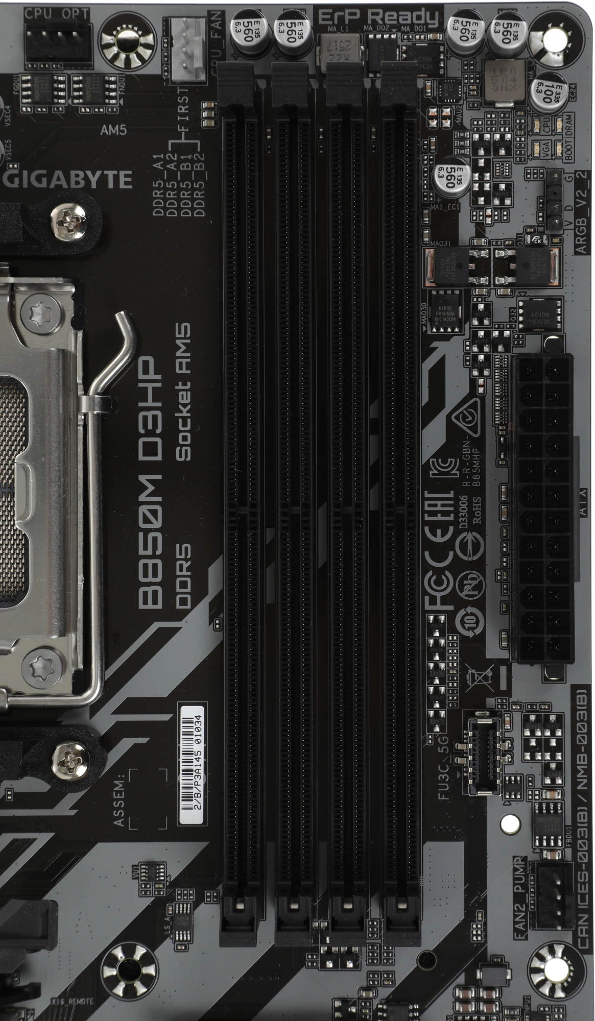 Материнская плата Gigabyte B850M D3HP Socket AM5 AMD B850 4xDDR5 mATX AC`97 8ch(7.1) GbLAN RAID+HDMI+DP — изображение 2
