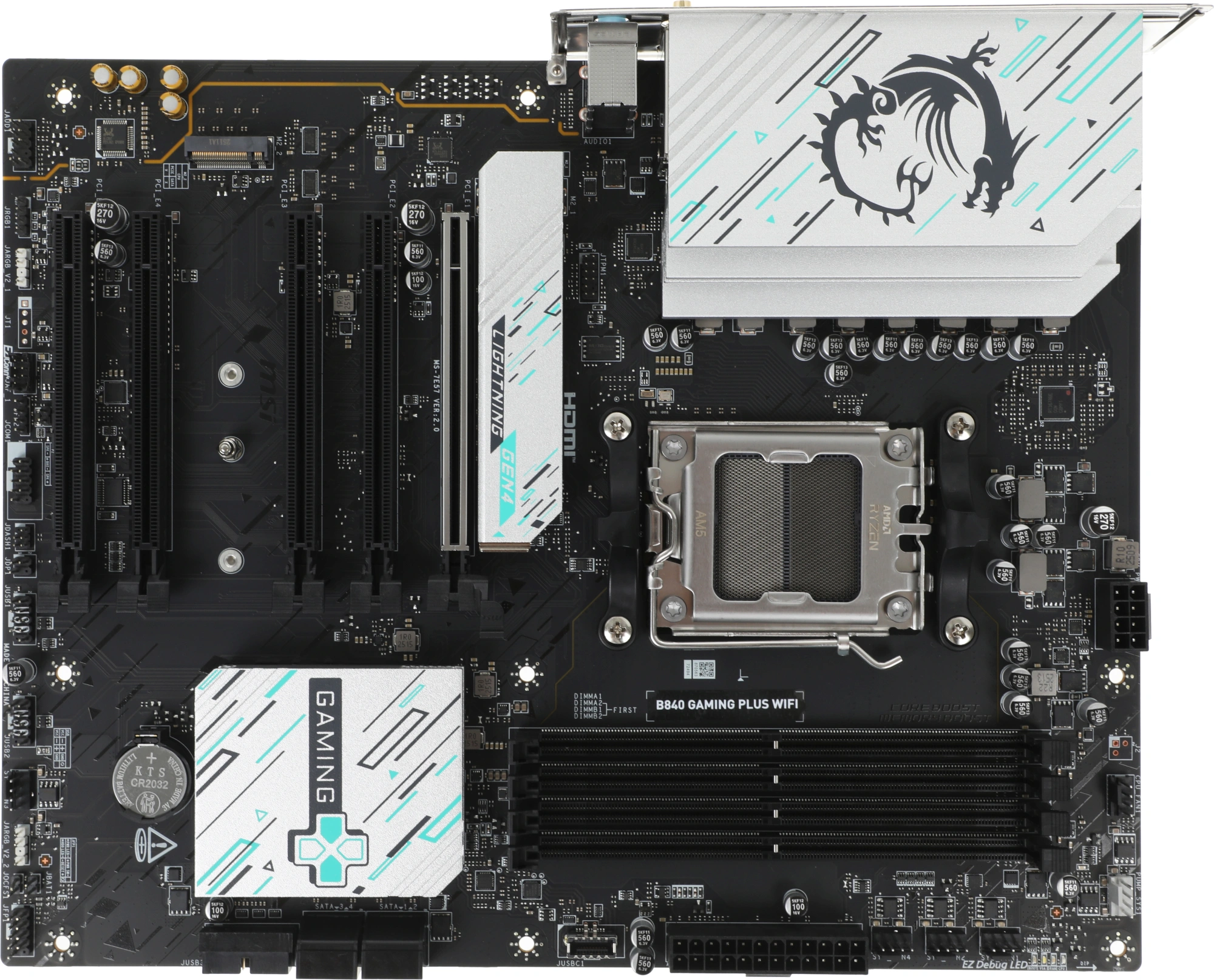 Материнская плата MSI B840 GAMING PLUS WIFI Socket AM5 AMD B840 4xDDR5 ATX AC`97 8ch(7.1) 2.5Gg RAID+HDMI