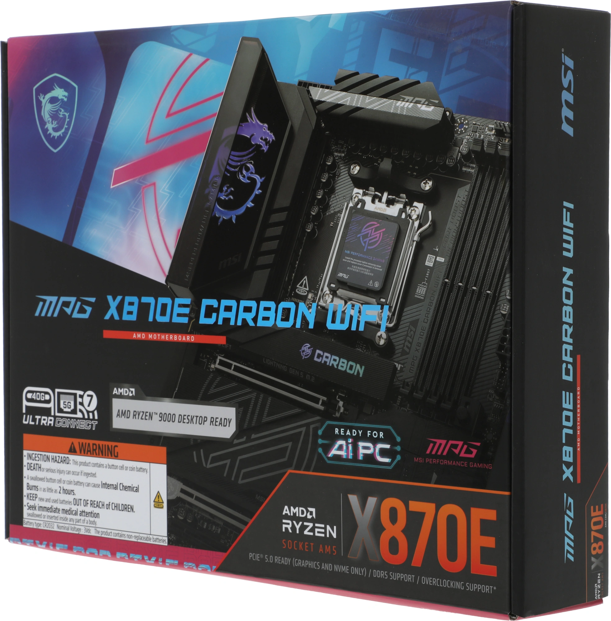 Материнская плата MSI MPG X870E CARBON WIFI Socket AM5 AMD X870E 4xDDR5 ATX AC`97 8ch(7.1) 5Gigabit + 2.5Gigabit Ethernet RAID+HDMI — изображение 10