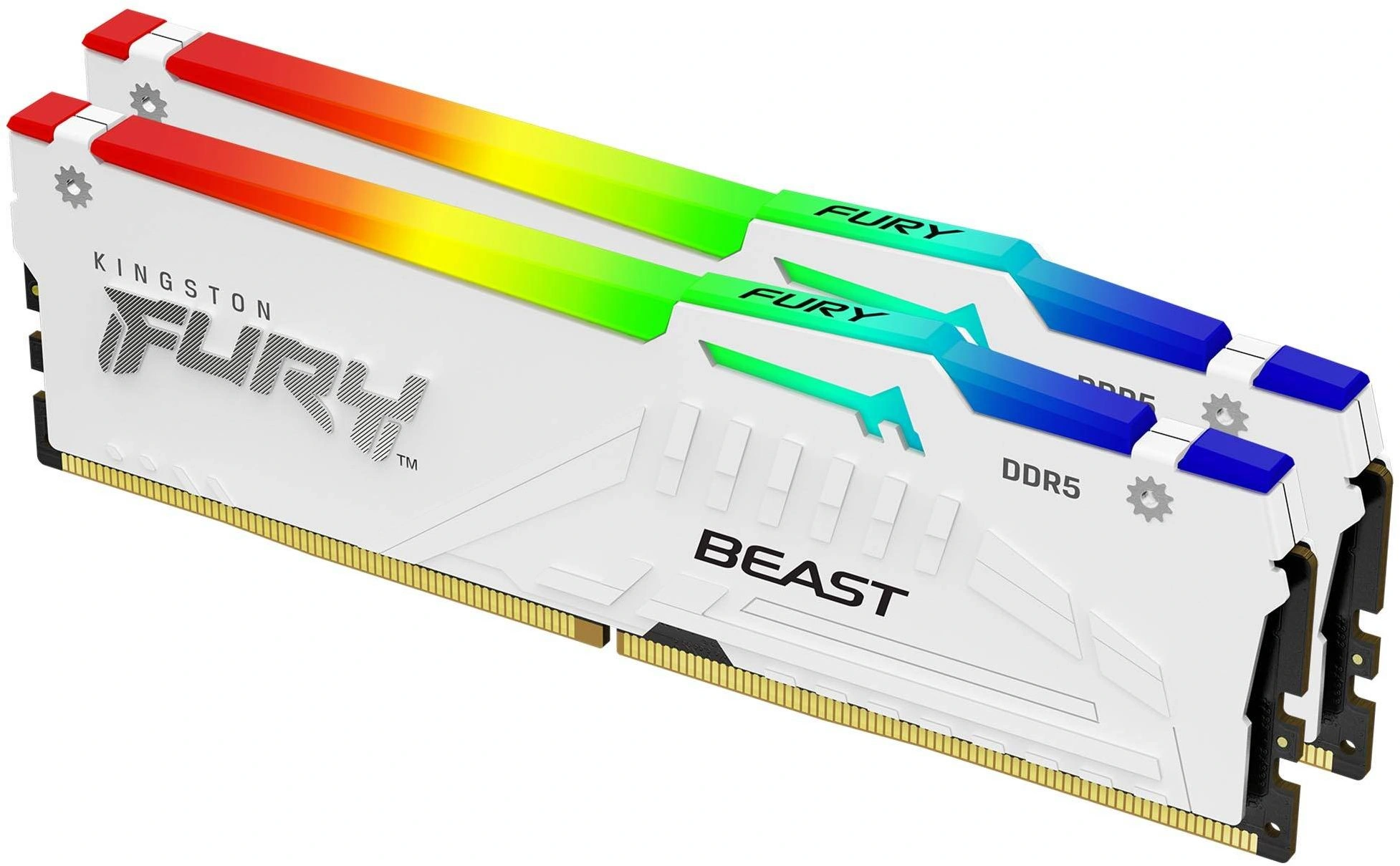 Память DDR5 2x32GB 6000MHz Kingston KF560C36BWEAK2-64 Fury Beast White Expo RGB RTL Gaming PC5-48000 CL36 DIMM 288-pin 1.35В dual rank с радиатором Ret — изображение 2