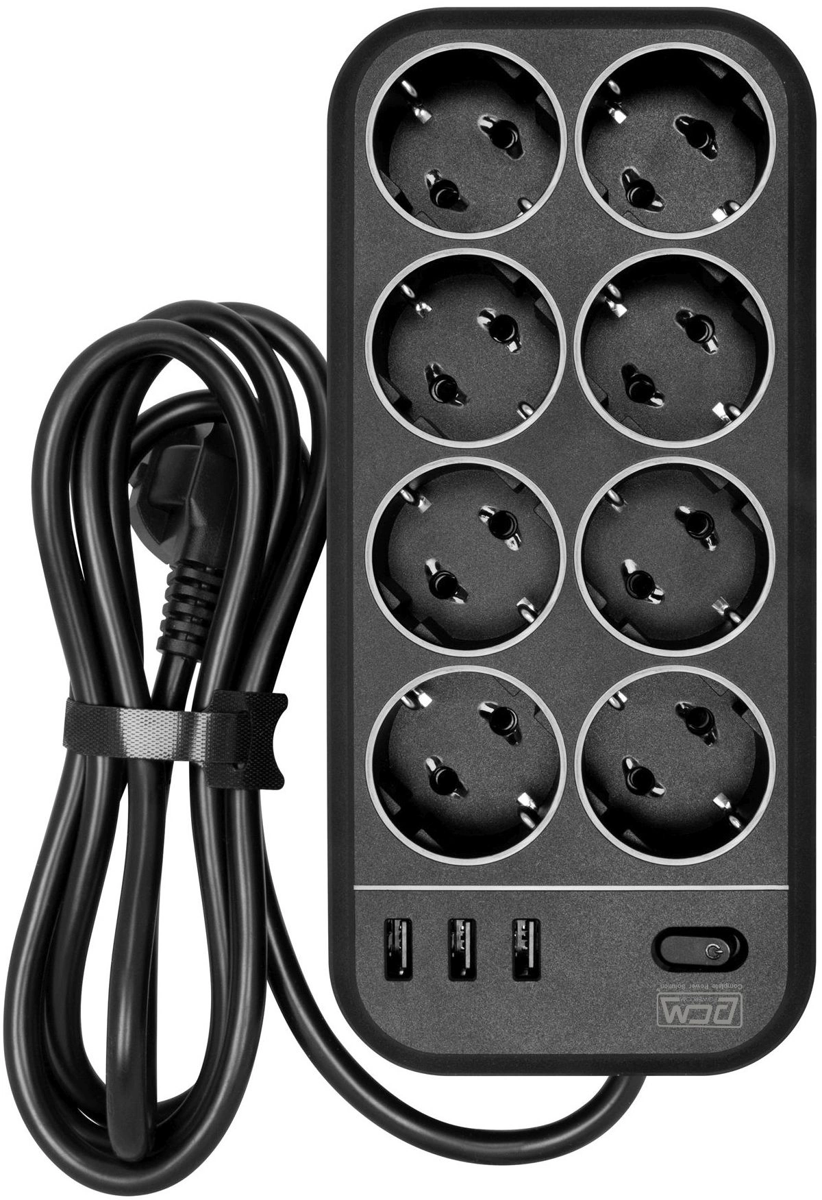 Сетевой фильтр Powercom SP-08 USB03AB 1.8м 1.8м (8 розеток) черный (коробка)