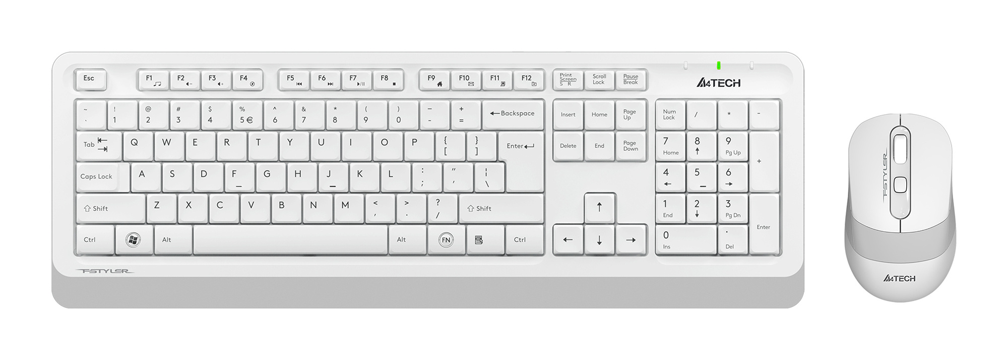 Клавиатура + мышь A4Tech Fstyler FG1010S клав:белый/серый мышь:белый/серый USB беспроводная Multimedia (FG1010S WHITE)