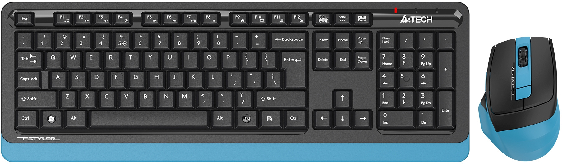Клавиатура + мышь A4Tech Fstyler FG1035 клав:черный/синий мышь:черный/синий USB беспроводная Multimedia (FG1035 NAVY BLUE)