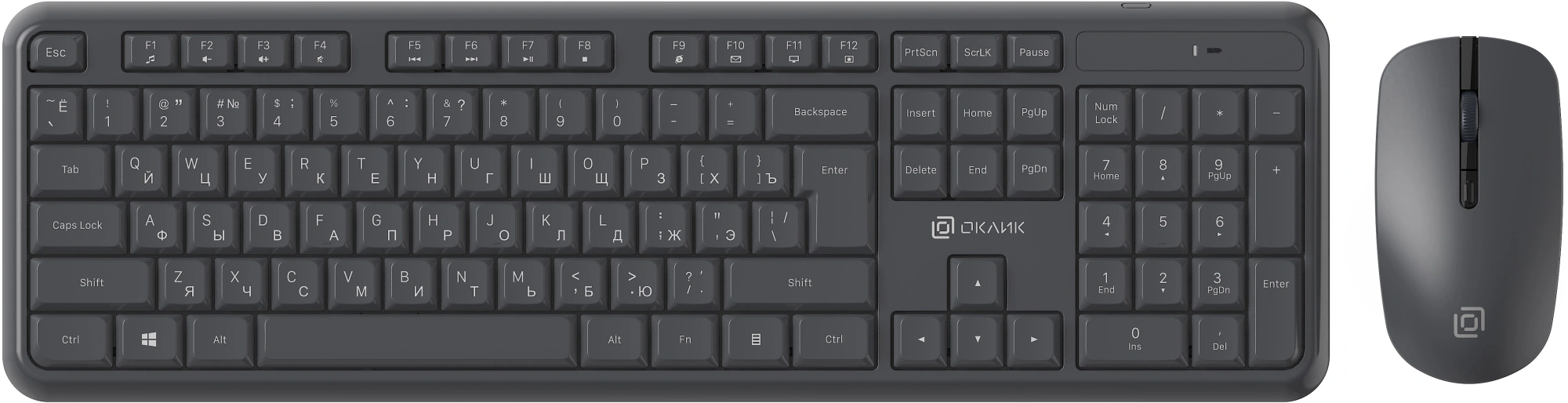 Клавиатура + мышь Оклик S277W клав:серый мышь:серый USB беспроводная Multimedia (2066173)