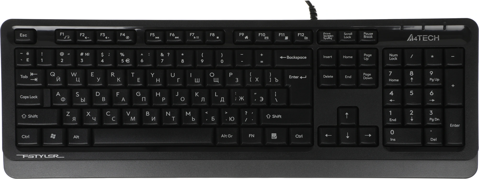 Клавиатура A4Tech FK10 черный/серый USB (FK10 GREY) кабель 1.5м
