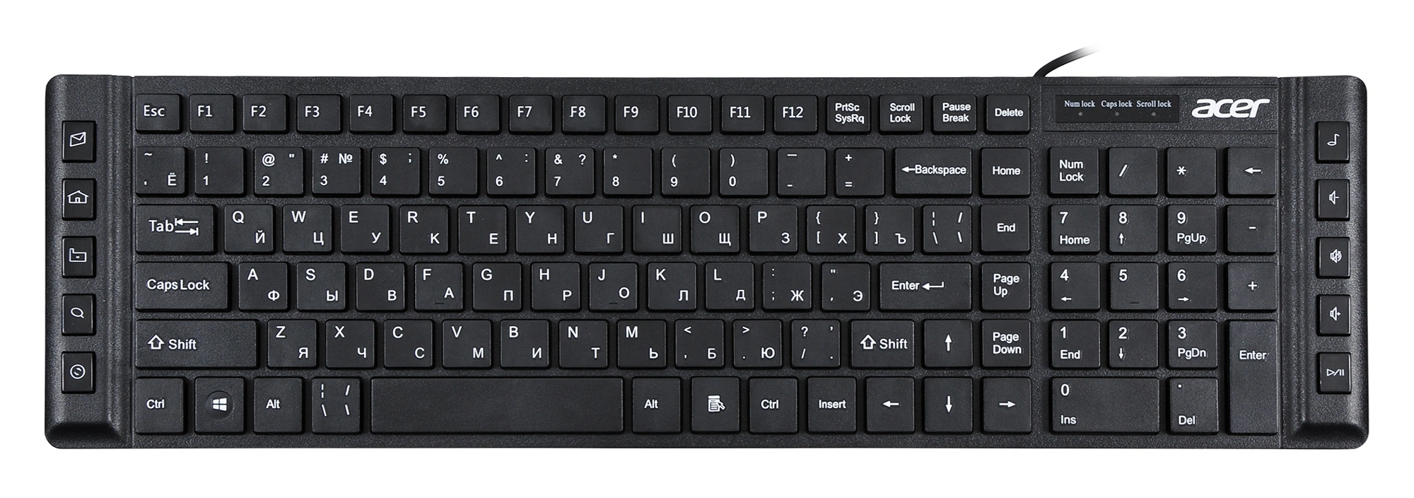 Клавиатура Acer OKW010 черный USB slim Multimedia (ZL.KBDEE.002) кабель 1.45м