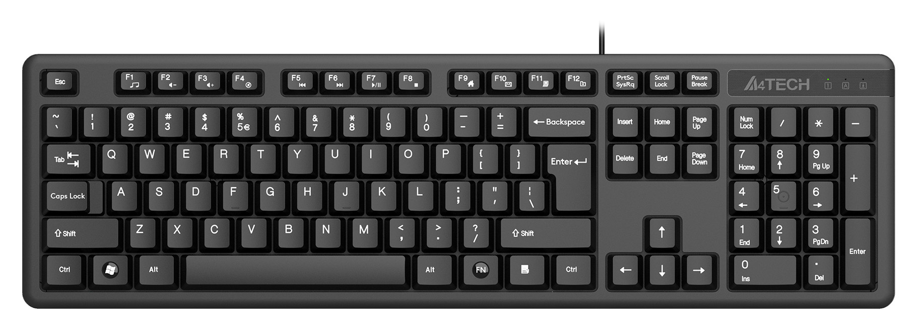Клавиатура A4Tech KK-3 черный USB (KK-3 USB (BLACK)) кабель 1.5м