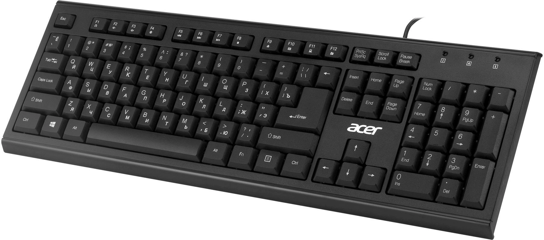 Клавиатура Acer OKW120 черный USB Multimedia (ZL.KBDEE.006) кабель 1.8м