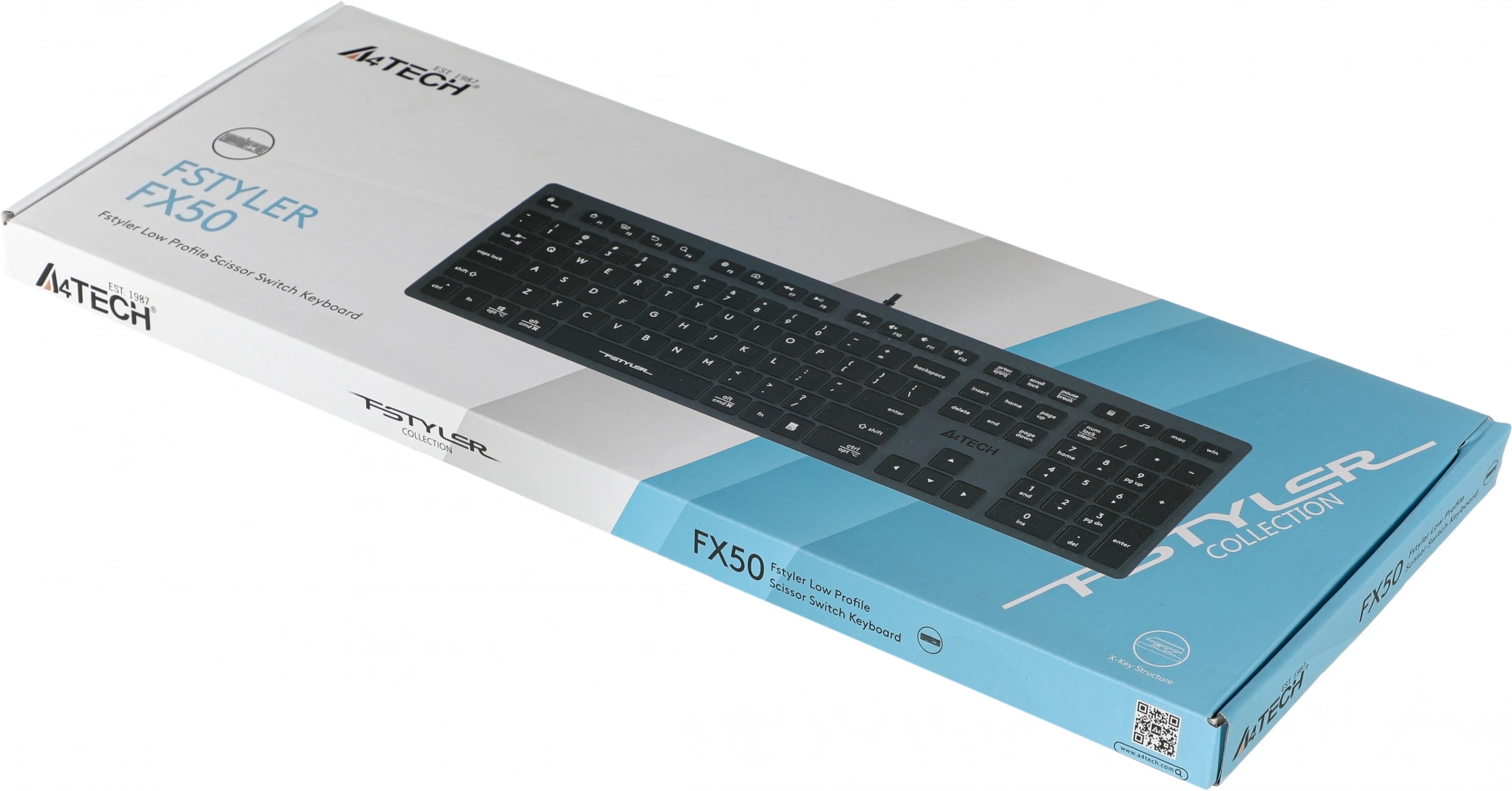 Клавиатура A4Tech FX50 серый USB slim Multimedia (FX50 GREY) кабель 1.5м