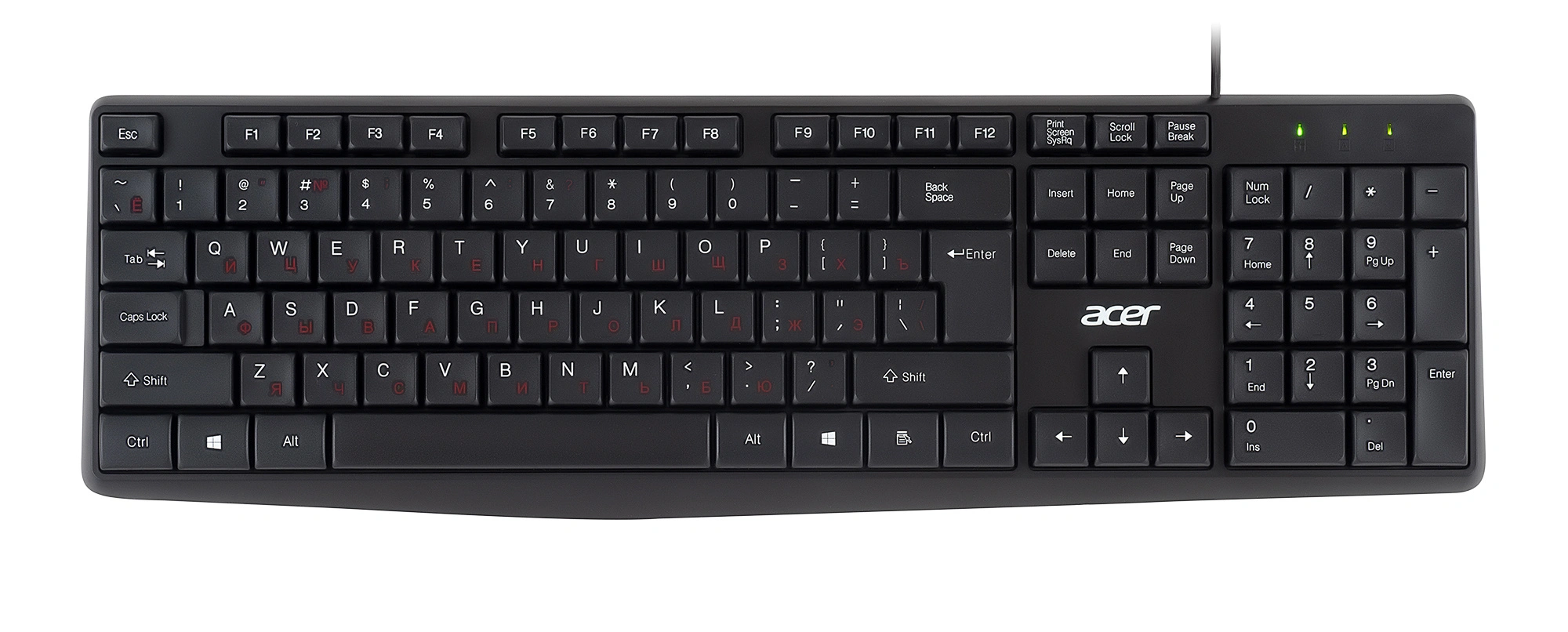 Клавиатура Acer OKW121 черный USB (ZL.KBDEE.00B) кабель 1.5м