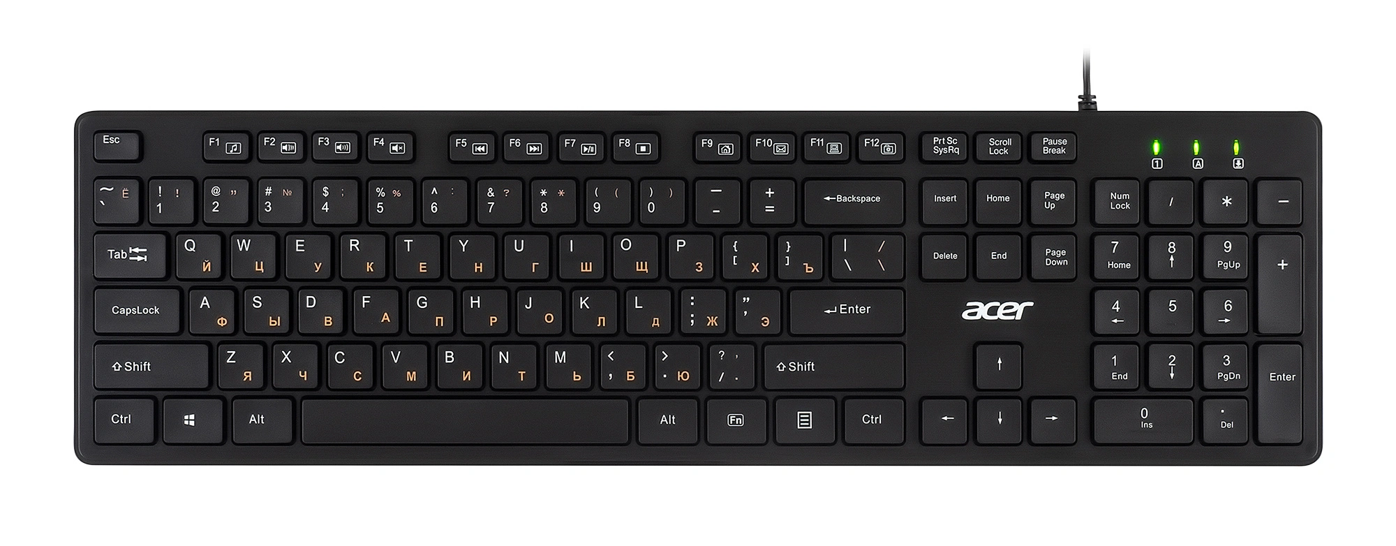 Клавиатура Acer OKW122 черный USB Multimedia (ZL.KBDEE.00C) кабель 1.5м