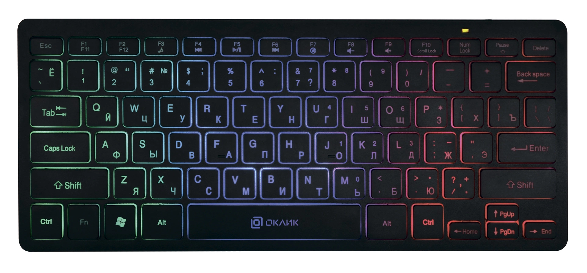 Клавиатура Оклик 300S черный USB slim LED (1696461) кабель 1.6м