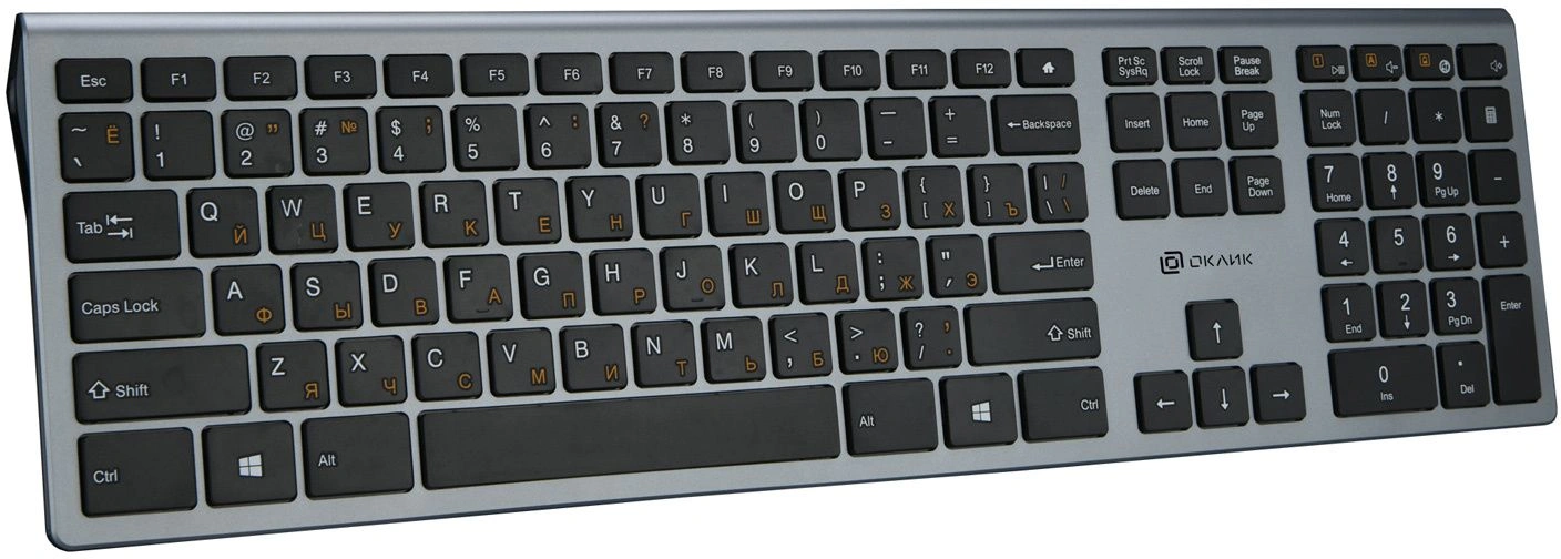 Клавиатура Оклик 890S серый/черный USB slim Multimedia (1784239) кабель 1.6м