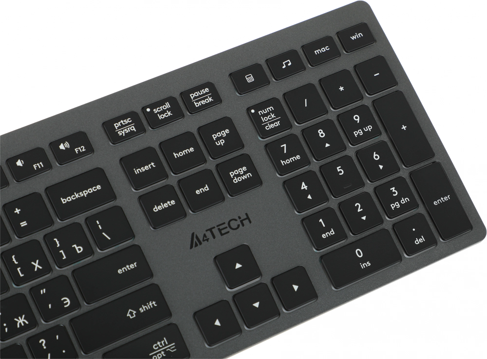 Клавиатура A4Tech FX60 серый USB slim LED (FX60 GREY / WHITE) кабель 1.5м