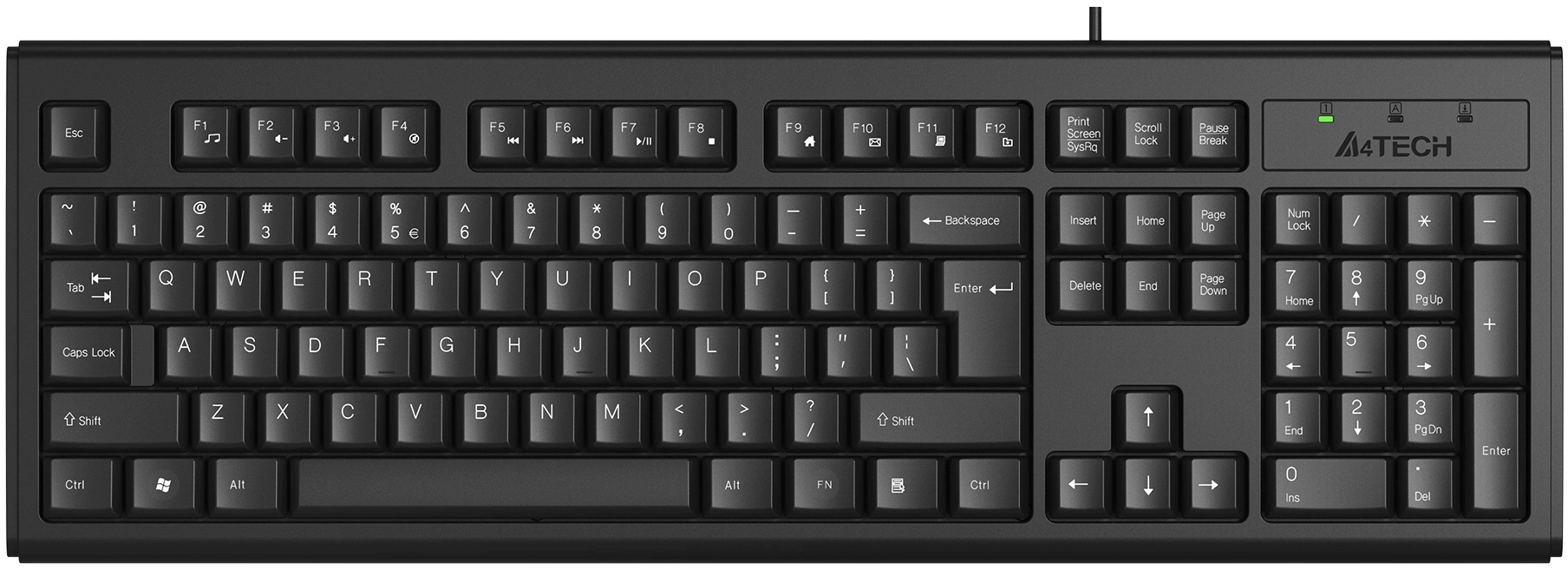 Клавиатура A4Tech KR-83 черный USB (KR-83 BLACK) кабель 1.5м