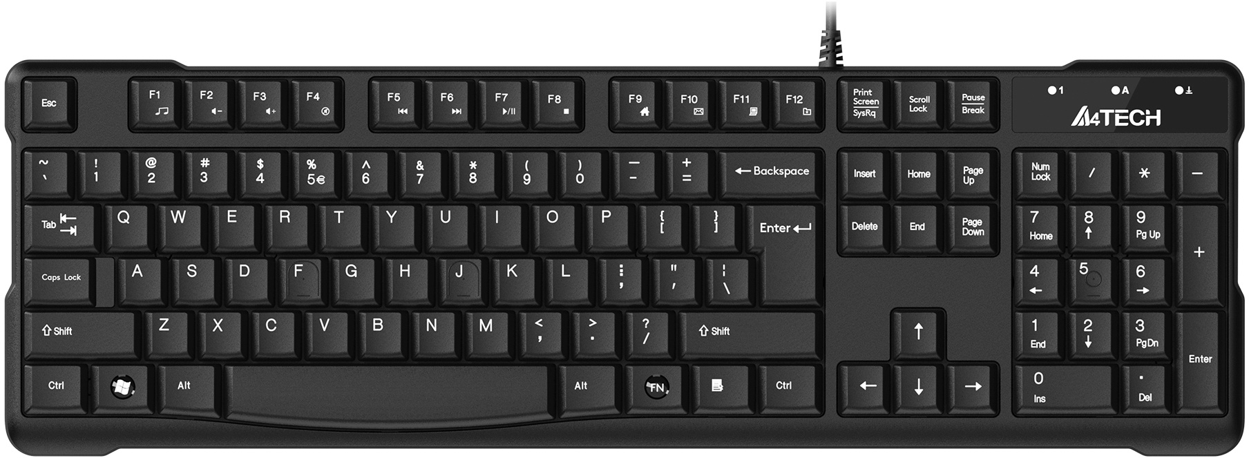 Клавиатура A4Tech KR-750 черный USB (KR-750 BLACK) кабель 1.5м