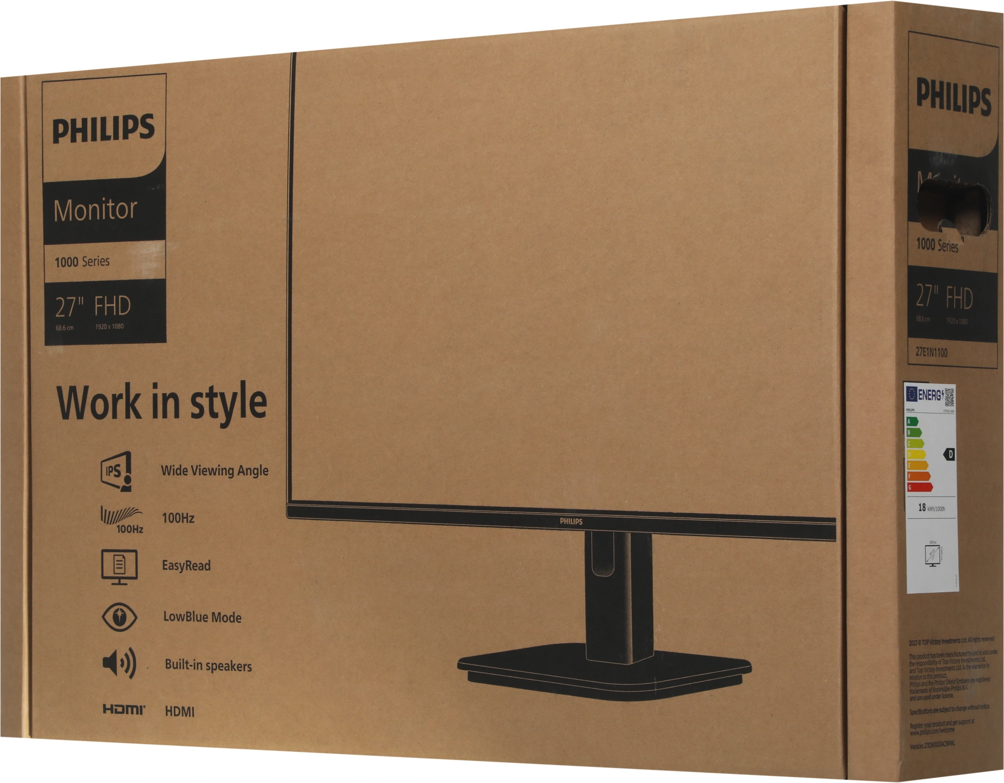 Монитор Philips 27" E Line 27E1N1100A черный IPS LED 16:9 HDMI M/M матовая 1300:1 250cd 178гр/178гр 1920x1080 100Hz FreeSync VGA FHD 4кг — изображение 11