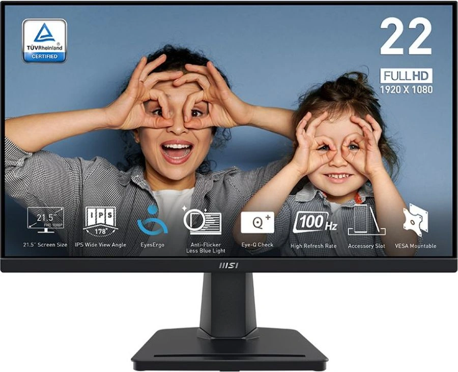 Монитор MSI 21.5" Pro MP225 черный IPS LED 1ms 16:9 HDMI 1300:1 250cd 178гр/178гр 1920x1080 100Hz VGA FHD 2.3кг