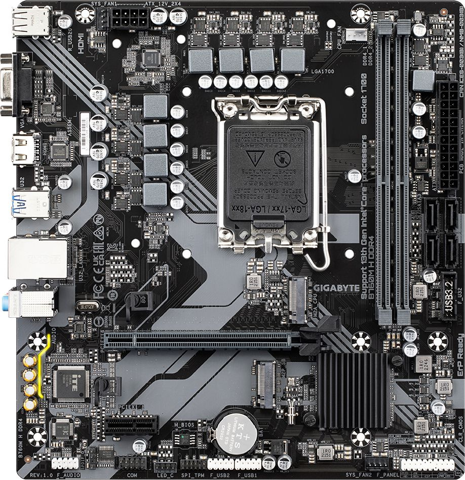 Материнская плата Gigabyte B760M H DDR4 Soc-1700 Intel B760 2xDDR4 mATX AC`97 8ch(7.1) GbLAN RAID+VGA+HDMI — изображение 6