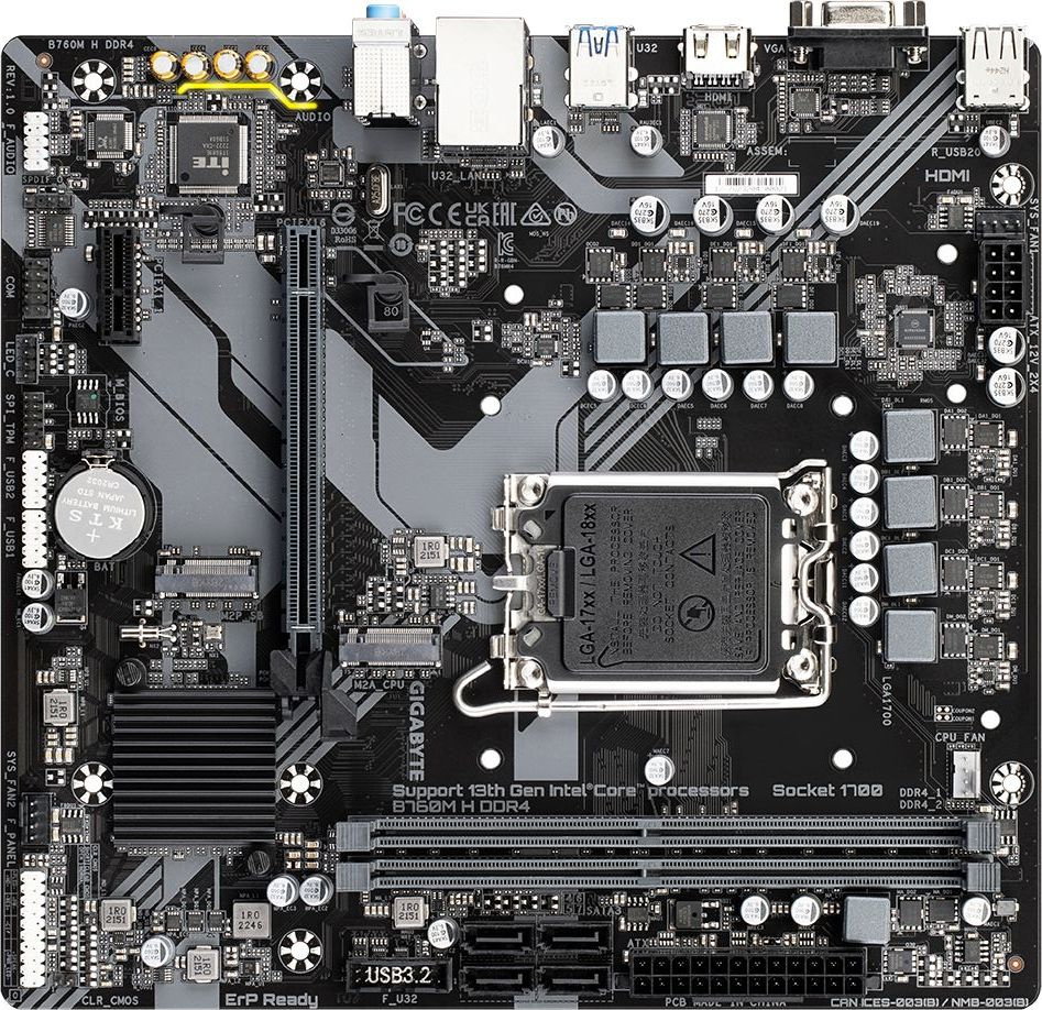 Материнская плата Gigabyte B760M H DDR4 Soc-1700 Intel B760 2xDDR4 mATX AC`97 8ch(7.1) GbLAN RAID+VGA+HDMI — изображение 7