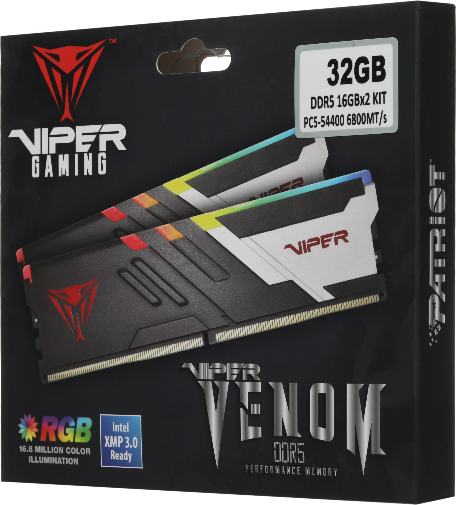 Память DDR5 2x16Gb 6800MHz Patriot PVVR532G680C34K Viper Venom RGB RTL Gaming PC5-54400 CL34 DIMM 288-pin 1.4В kit с радиатором Ret — изображение 11