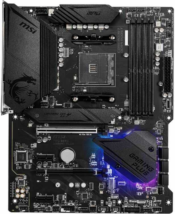 Материнская плата MSI MPG B550 GAMING PLUS Soc-AM4 AMD B550 4xDDR4 ATX AC`97 8ch(7.1) GbLAN RAID+HDMI+DP — изображение 2