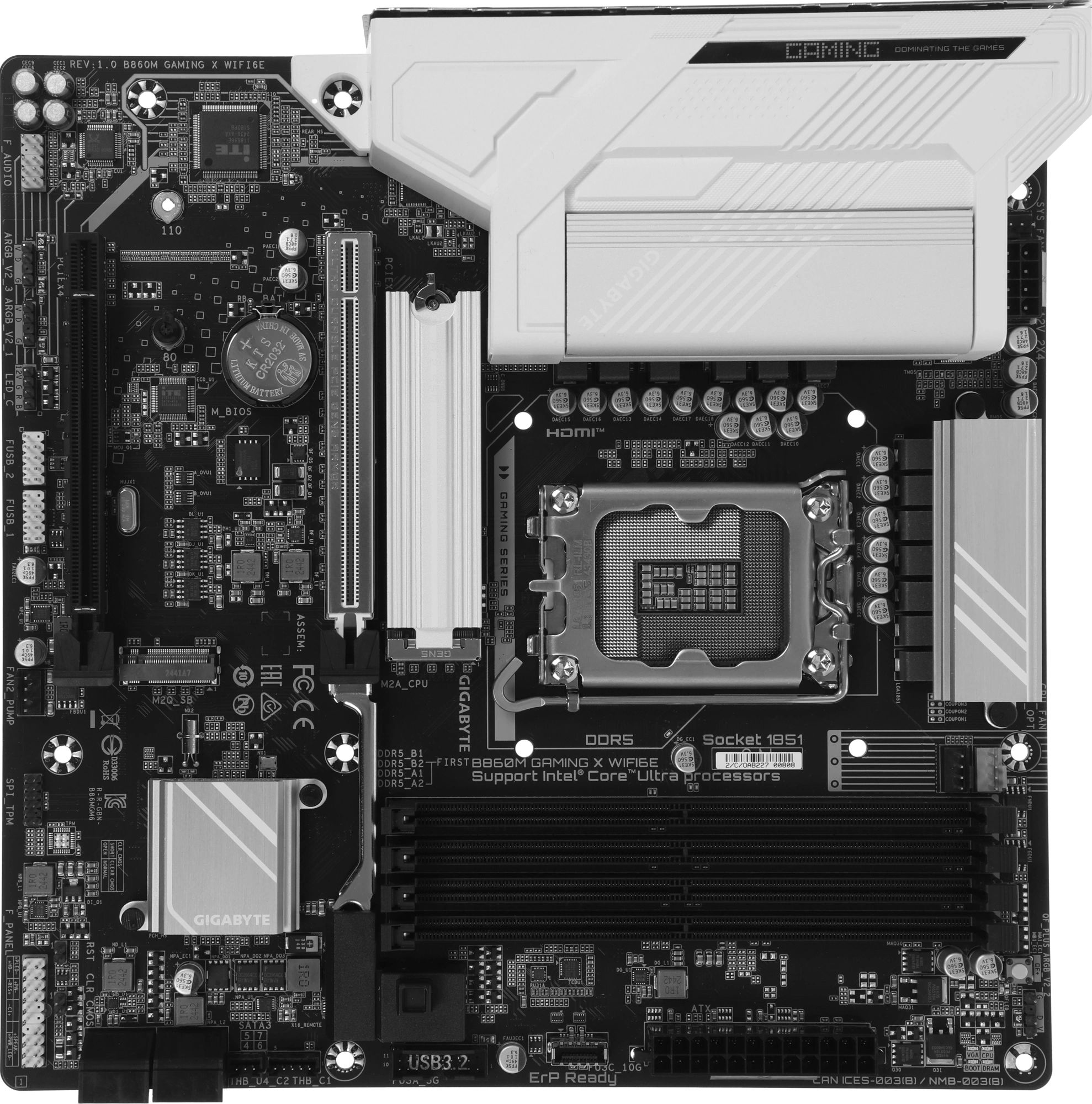 Материнская плата Gigabyte B860M GAMING X WIFI6E Soc-1851 Intel B860 4xDDR5 mATX AC`97 8ch(7.1) 2.5Gg RAID+HDMI+DP