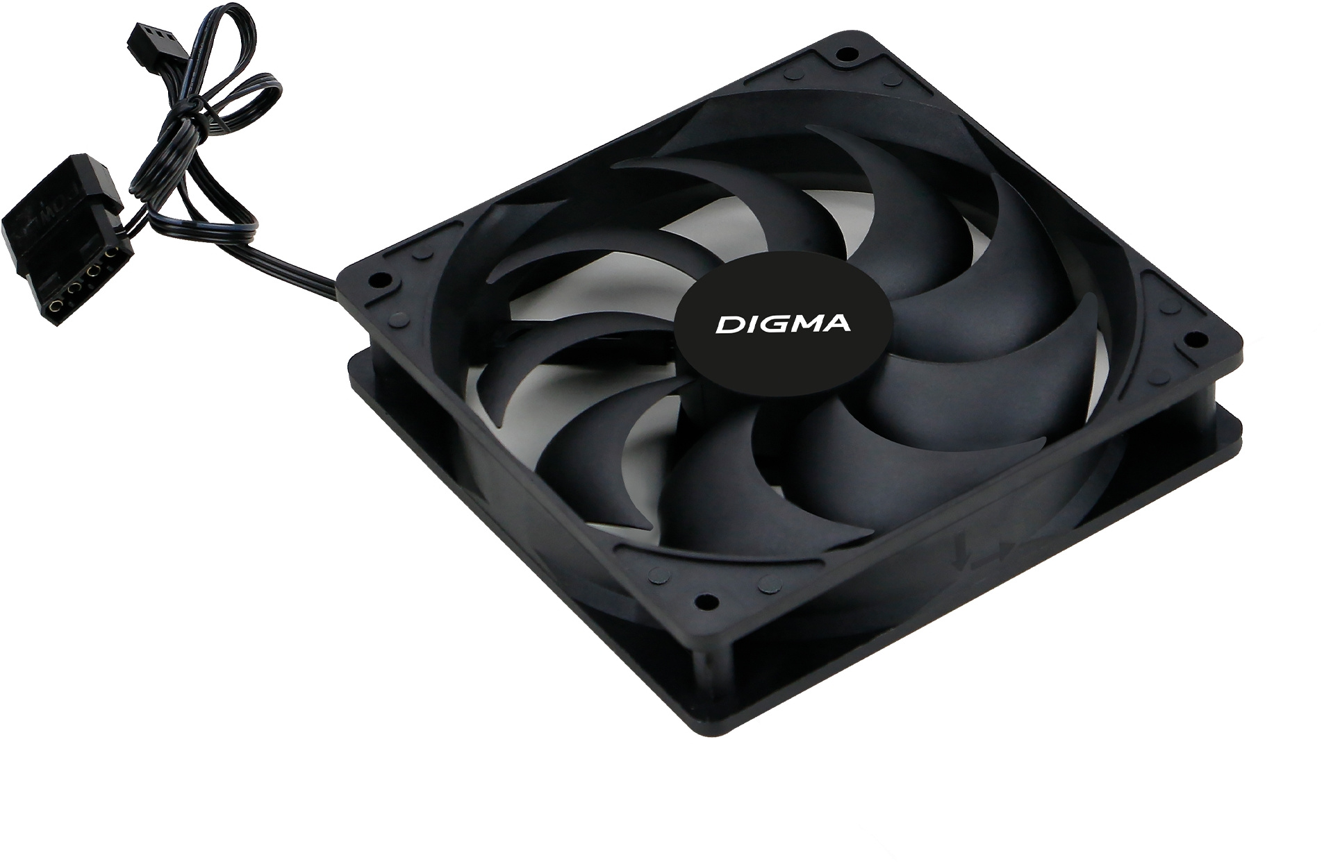 Вентилятор для корпуса Digma DFAN-120-9 120х120x25 черный 3-pin 4-pin (Molex) 23дБ (упак.:1шт) Ret
